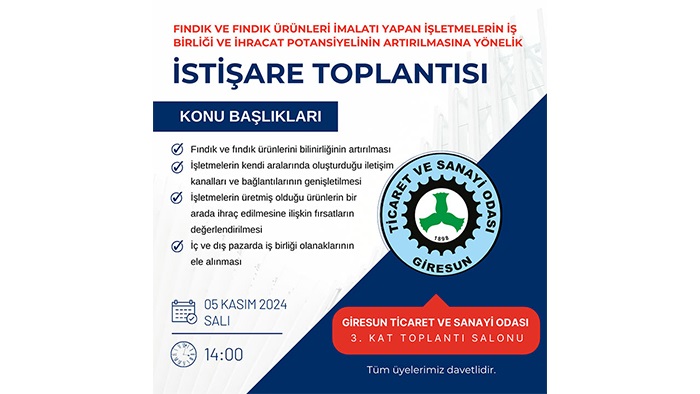 Giresun’da Fındık Üreticileri İçin İhracat Potansiyelini Artırma Toplantısı